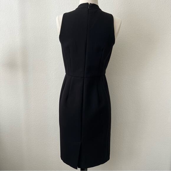 LOFT Black Mock Neck Keyhole Cutout Sleeveless Sheath Panel Dress - Picture 3 of 7